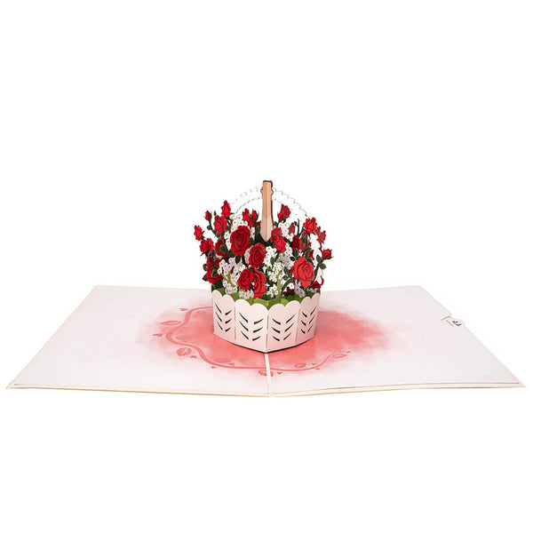 Basket of Roses Pop Up Card | 3D Pop Up Wenskaart – Hartensteler