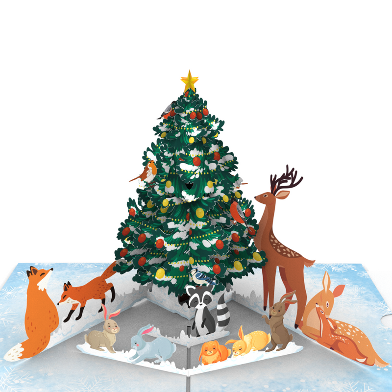 Christmas tree and winter animals