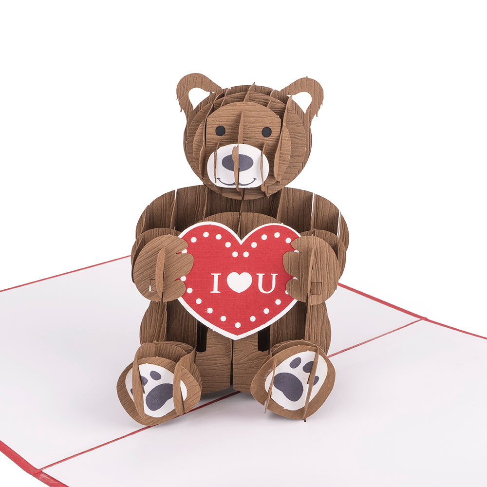 Pop-Up-Karte Mit 3D Teddybär Motiv – Valentinstag, Geburtstag, Liebeskarte (ca. 22,5 X 17,8 Cm)